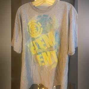 Vintage Element Gray Tee with Blue and Yellow Graphic